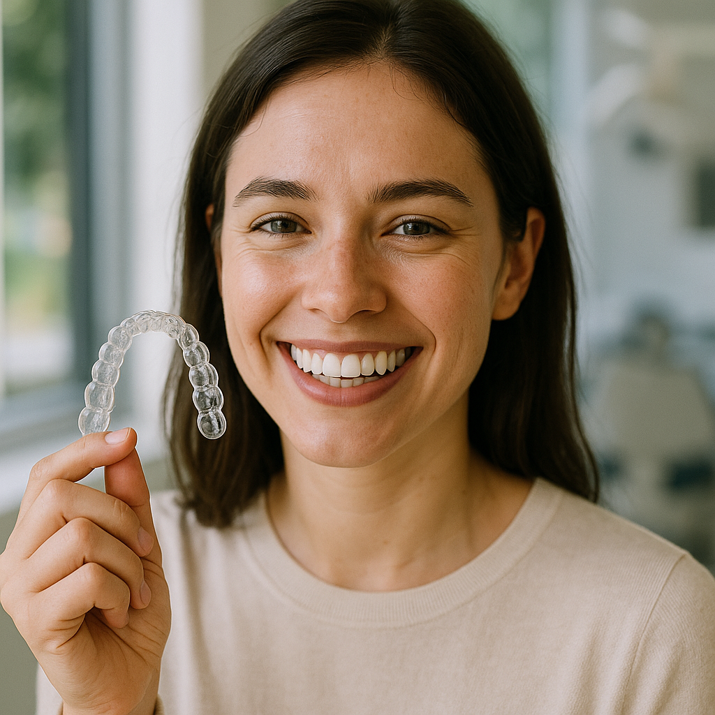 Dental Implants clear aligner on a tooth model
